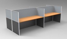 Rapid Span 1250 H Grey Fabric With Charcoal Melamine Below. Beech Top. Desk Mounted Brackets